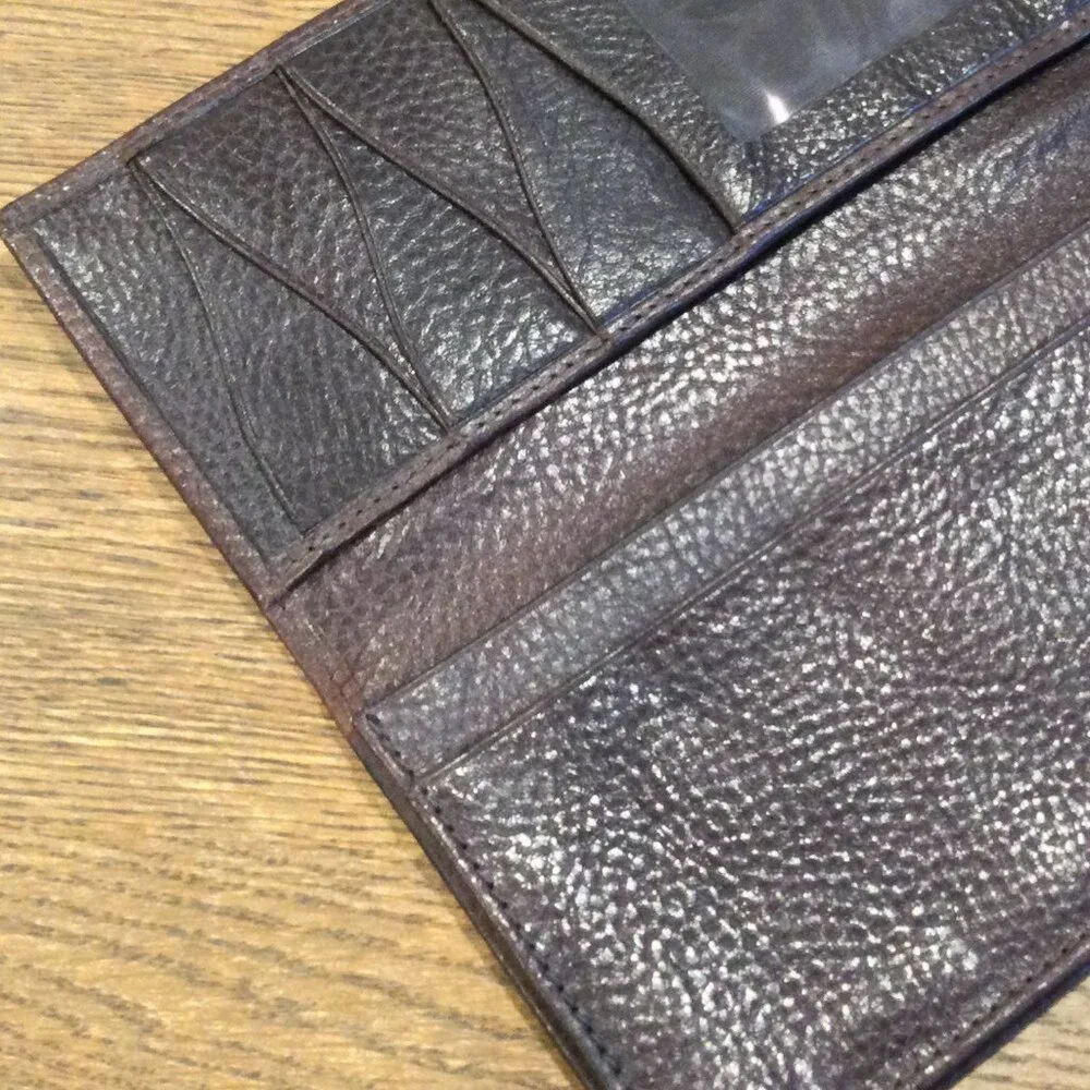 NEW! COLE HAAN Dark Brown Leather Slim Wallet Made in Italy